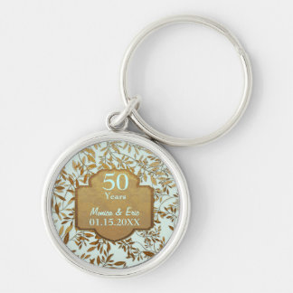 Porte-clés Feuilles d'or 50e anniversaire Mariage