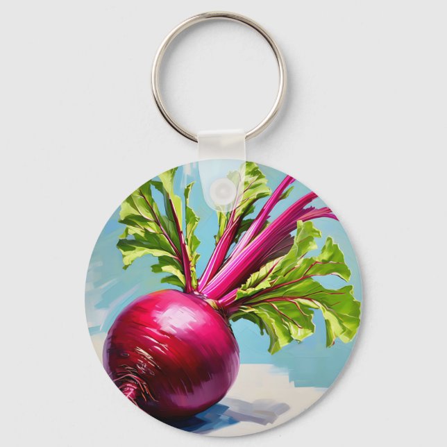 Porte-clés Feuilles Magenta de Betterave Vibrantes (Recto)