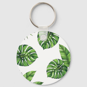Porte-clés Feuilles Tropicales de Monstera Motif Sans Couture