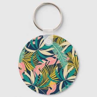 Porte-clés Feuilles tropicaux colorés : motif d'été.