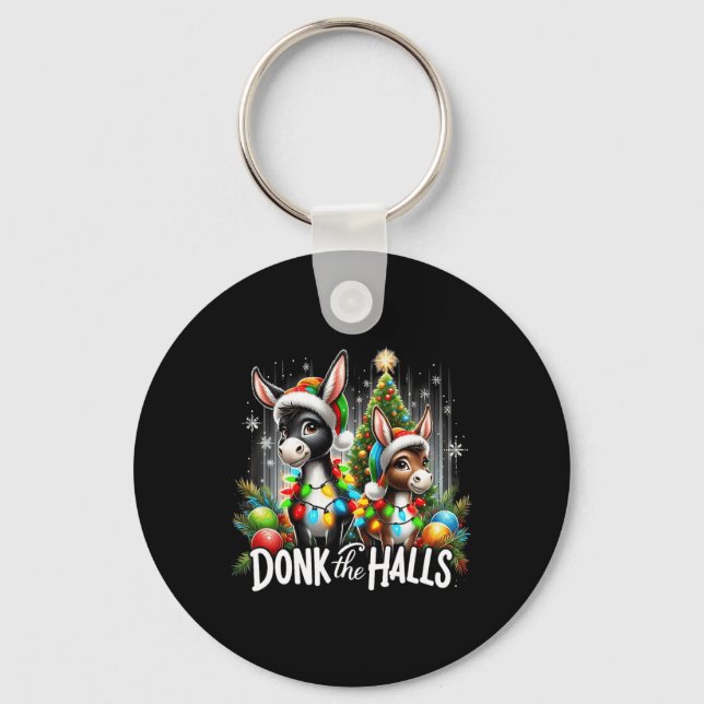 Porte-clés Feux de Noël Donk Les Halls Donkeys de Noël (Recto)