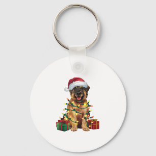 Porte-clés Feux de Noël Éclairage Père Noël Leonberger Chien