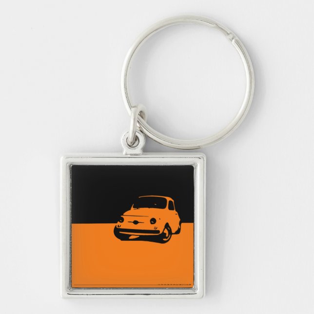 Porte-clés Fiat 500, 1959 - orange sur l'obscurité (Devant)