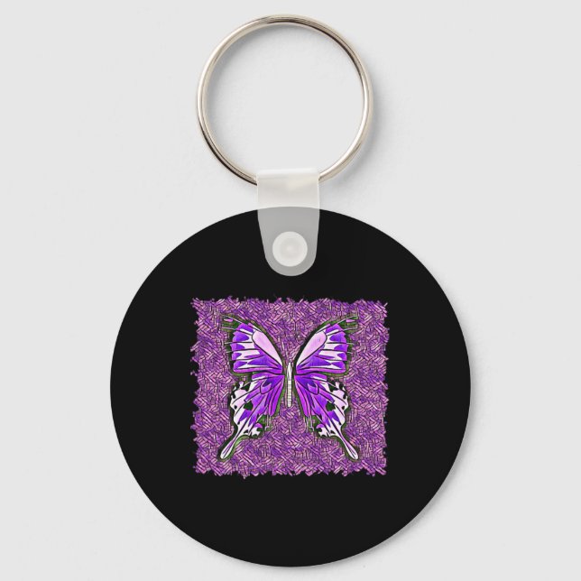 Porte-clés Fibro Lupus Vitré Papillon d'art Spoonie (Recto)