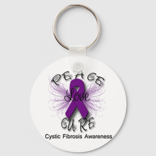 Porte-clés Fibrose kystique Paix amour Cure Papillon 2 (Recto)
