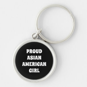 Porte-clés Fier Asiatique Américaine Fille, noir blanc Porte