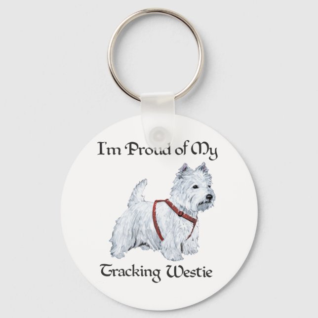 Porte-clés Fier de mon Westie de traçage (Recto)