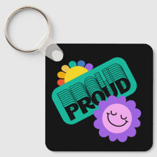 Porte-clés Fier. LGBT+Pride. Aimer arc-en-ciel avec tournesol