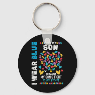 Porte-clés Fier papa autiste, je porte le bleu pour mon fils