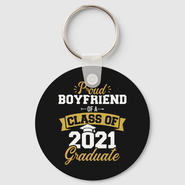 Porte-clés Fier petit ami d'une classe de 2021 diplômé (Recto)