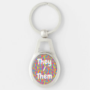 Porte-clés Fière Fierté Pansexuelle Groovy Trippy Squiggly Qu