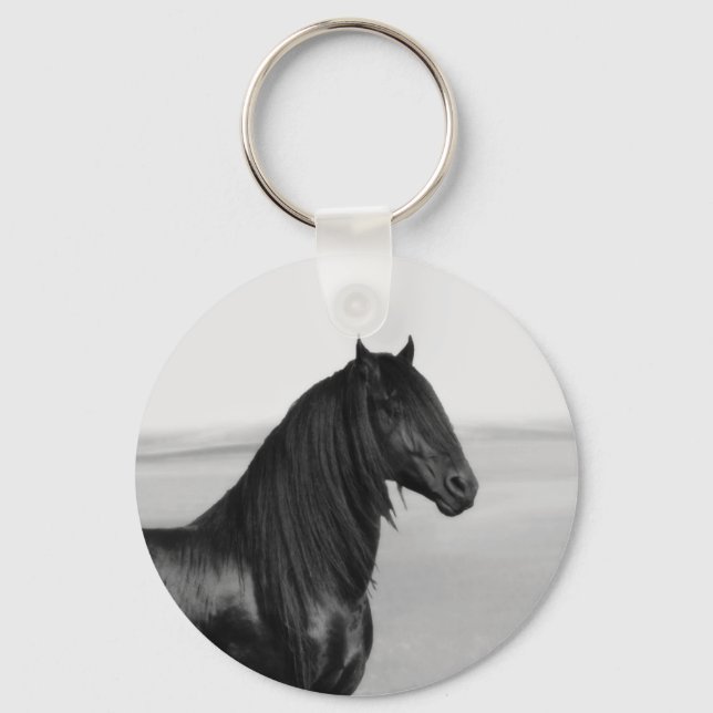 Porte-clés Fière Friesienne cheval d'étalon noir (Recto)