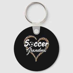 Porte-clés Fière grand-mère de football Cœur de léopard 