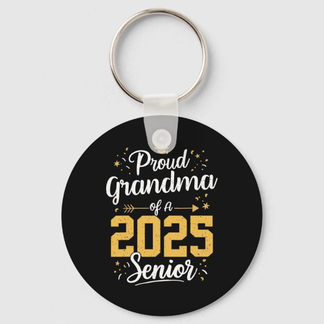 Porte-clés Fière grand-mère d'un senior 2025 Cl de 2025 Gra (Recto)