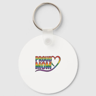 Porte-clés Fière Maman Cœur Arc-en-ciel Gravure Vintage Desig