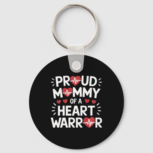 Porte-clés Fière Maman D'Un Guerrier Du Coeur Conscience De L (Recto)
