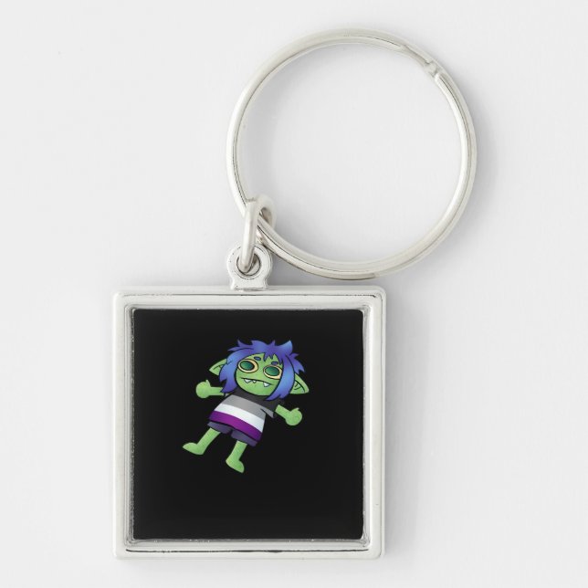 Porte-clés Fierté asexuée Goblincore Gobelin Classique (Devant)