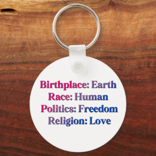 Porte-clés Fierté bisexuelle - Lieu de naissance : Terre. Rac
