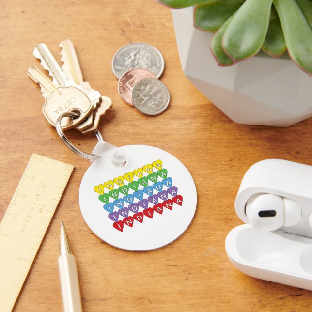 Porte-clés Fierté de l'État Indiana Rainbow Hearts (Bureau)