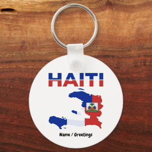 Porte-clés Fierté haïtienne Drapeau Haïti Carte Design Patrim