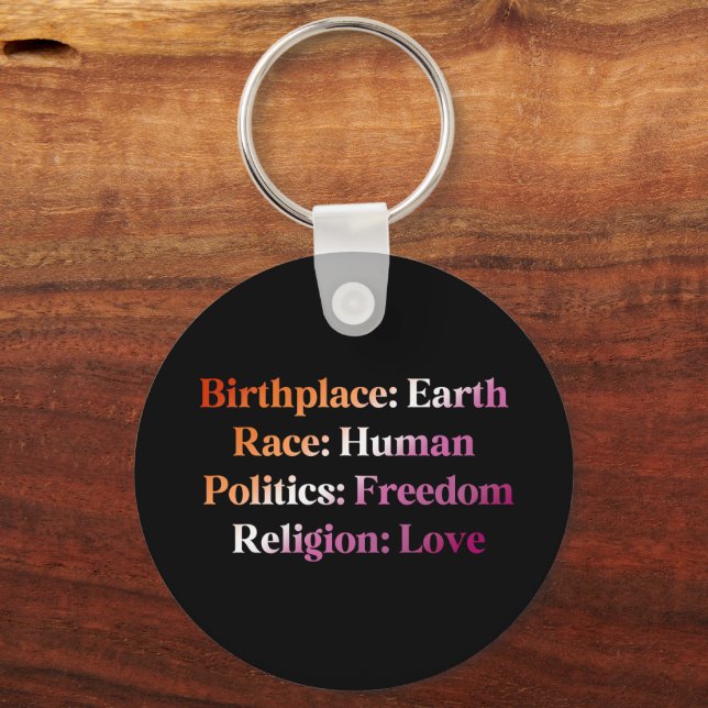 Porte-clés Fierté lesbienne - Lieu de naissance : Terre. Race (Recto)