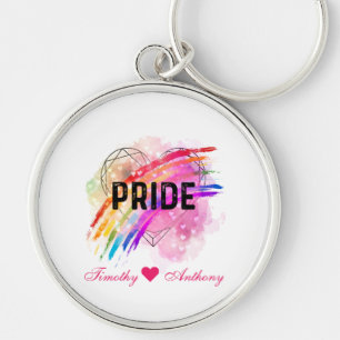 Porte-clés Fierté LGBTQ personnalisée Coeur couleur arc-en-ci