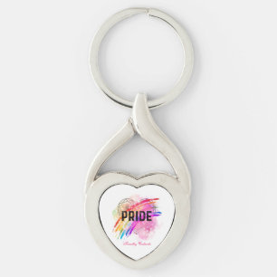 Porte-clés Fierté LGBTQ personnalisée Coeur couleur arc-en-ci