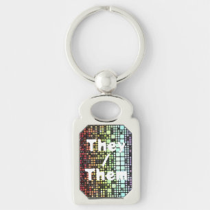 Porte-clés Fierté Neurogenre Géométrique Groovy Funky Rétro M