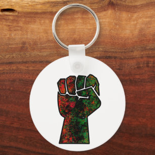 Porte-clés fierté noire drapeau rouge vert poing panafricain 