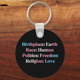 Porte-clés Fierté Trans - Lieu de naissance : Terre. Race : H