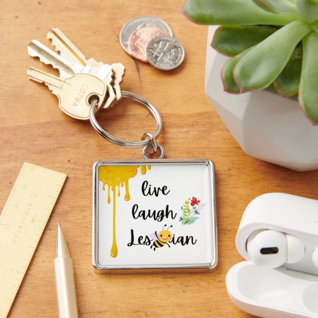 Porte-clés FIERTE ! Vivre, rire, les-bee-ienne (Bureau)
