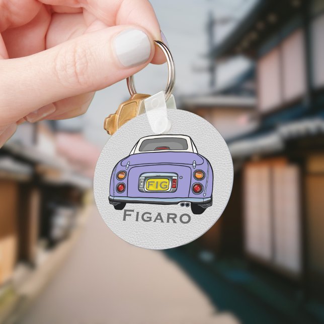 Porte-clés Figarations Cute Lilac Figaro Nom du conducteur de (Add your name and initials to this cute lilac figaro car keychain.)