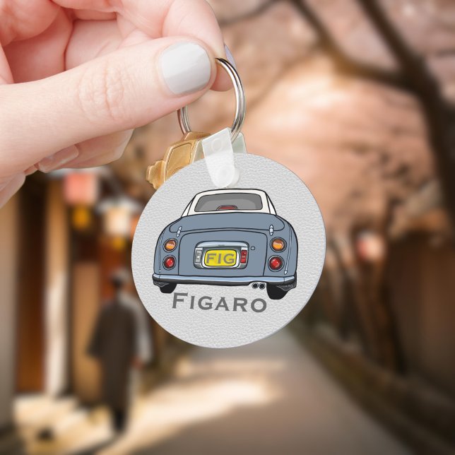 Porte-clés Figarations Jote Lapis Grey Figaro Porte - clé (Add your name and initials to this cute lapis grey figaro car keychain.)