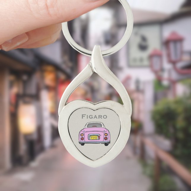 Porte-clés Figarations Rose Figaro Voiture Monogramme Coeur A (For your figaro car keys. Just add your name and initials)