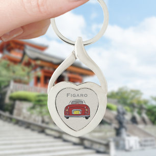Porte-clés Figarations Rouge Figaro Voiture Monogramme Coeur 