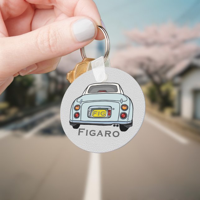 Porte-clés Figarines Jote Pale Aqua Figaro Voiture Monogramme (Add your name and initials to this cute pale aqua figaro car keychain.)