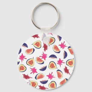 Porte-clés Figes fraîches Aquarelle de jus rose
