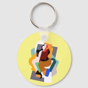Porte-clés Figure des années 1920 femme abstraite art vintage