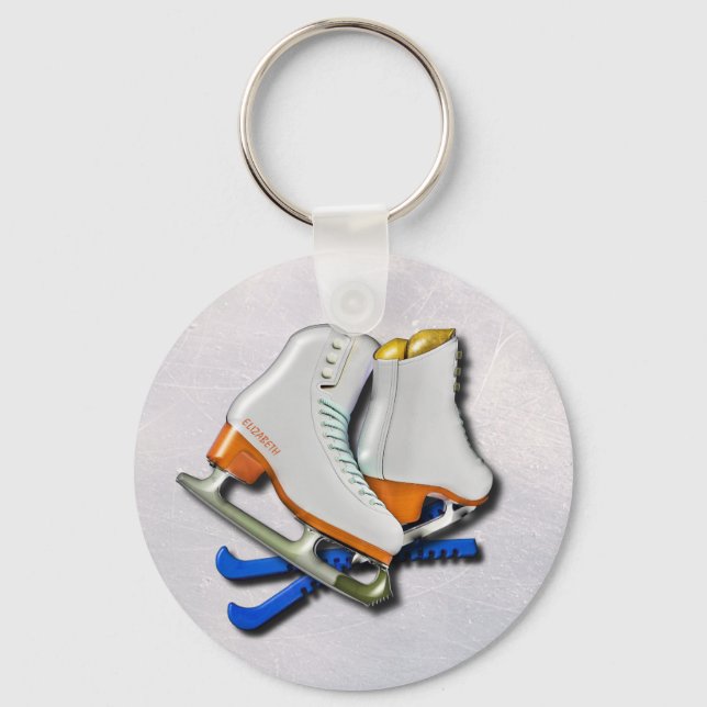 Porte-clés Figure Patins Et Patins Gardes Avec Votre Nom (Recto)