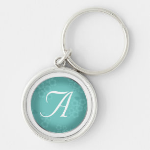 Porte-clés Filiale florale Turquoise Porte - clé Monogramme