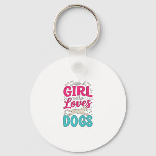 Porte-clés Fille aime les chiens Typographie de gravure vinta
