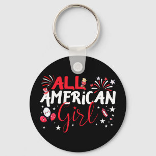 Porte-clés Fille américaine pour la fête de l'indépendance _