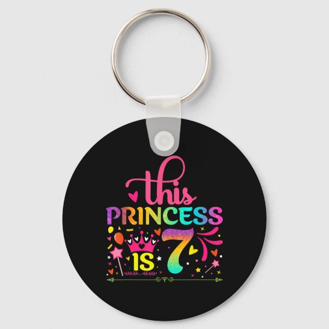 Porte-clés Fille Anniversaire 7 Ans Princesse Fille 7ème (Recto)
