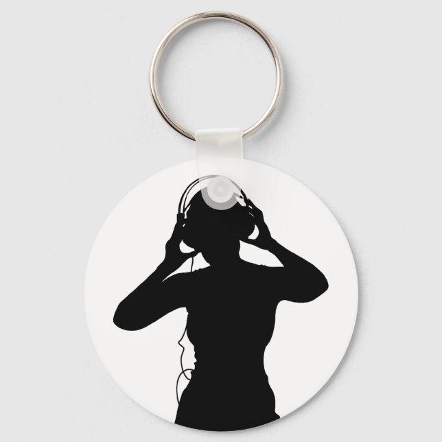 Porte-clés Fille avec casque en Silhouette (Recto)