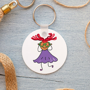 Porte-clés Fille Avec De Grandes Lunettes Et Porte - clé De C