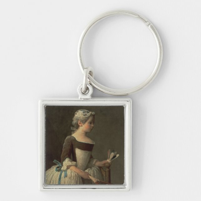 Porte-clés Fille avec la raquette et le volant (Devant)
