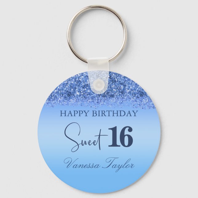Porte-clés Fille Bleu Faux Parties scintillant Sparkly Sweet  (Recto)