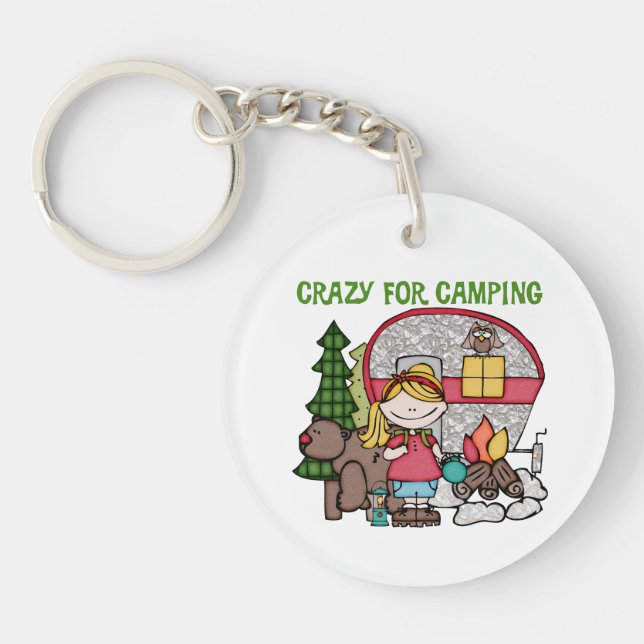 Porte-clés Fille blonde folle pour camper (Devant)