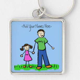 Porte-clés Fille Brunette Porte - clé de papa (Noms Personnal