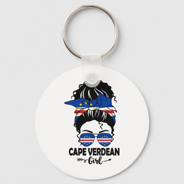 Porte-clés Fille Cap-Verdienne Au Chignon Désordonné Et Drape (Recto)